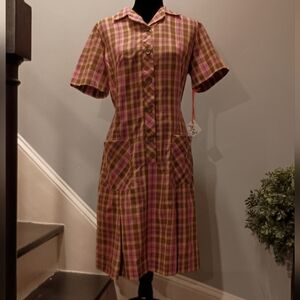 True Vintage 50s Plaid Dress Sz L/XL